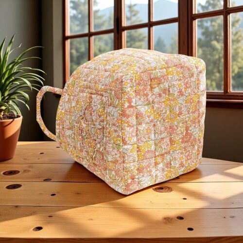 Padded Fabric Storage Bag with Floral Pattern