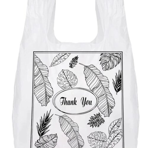 Foldable Floral Thank You Shopping Bags