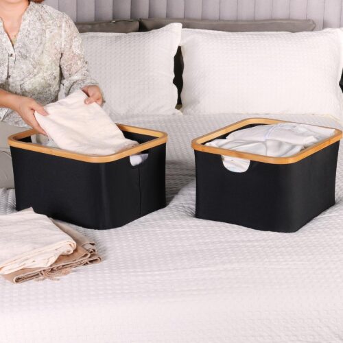 Bamboo Frame Collapsible Storage Basket