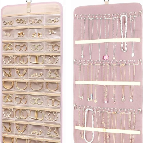 Large Pink Jewelry Storage Roll